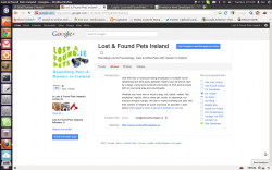 A screenshot of Lost & Found Pets Ireland on Google Plus